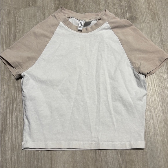 Divided White and Tan Short Sleeve Tee - Picture 1 of 3